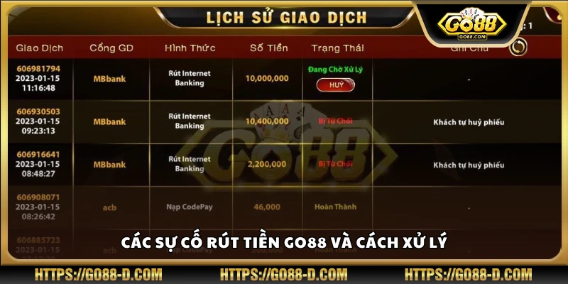 Cách xử lý tình huống lỗi khi rút tiền tại Go 88
