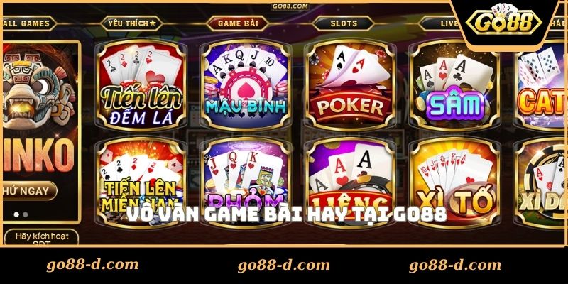 Vô vàn game bài hay tại Go88